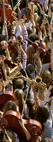 auf Probenfahrt aller Orchester und Bands des Arndt-Gymnasiums